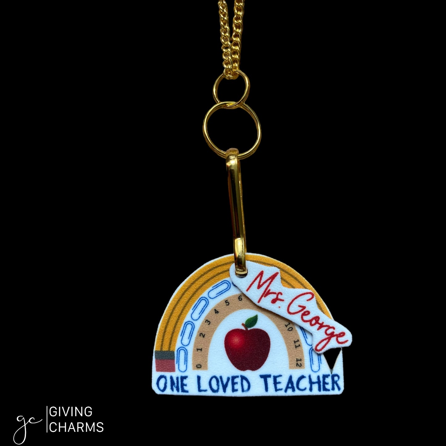 School Supply Rainbow | Necklace or Keyring (Customizable)