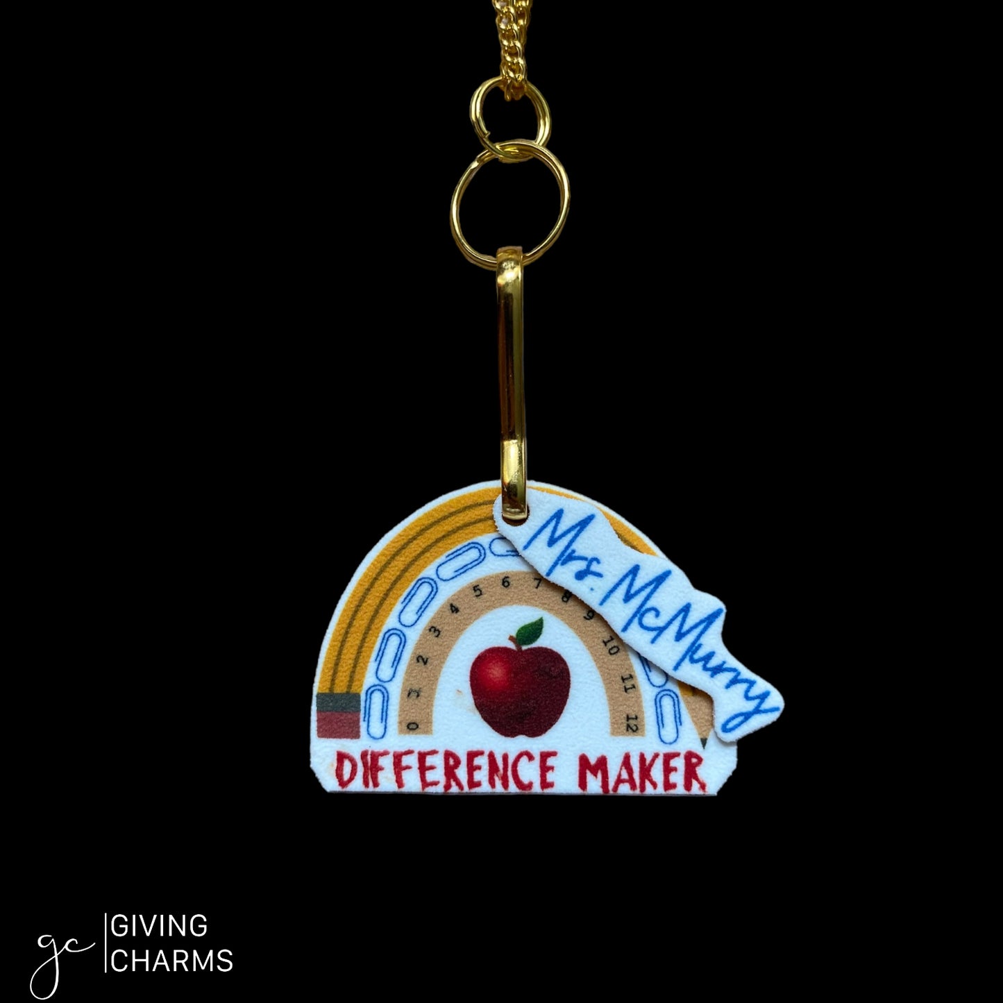 School Supply Rainbow | Necklace or Keyring (Customizable)