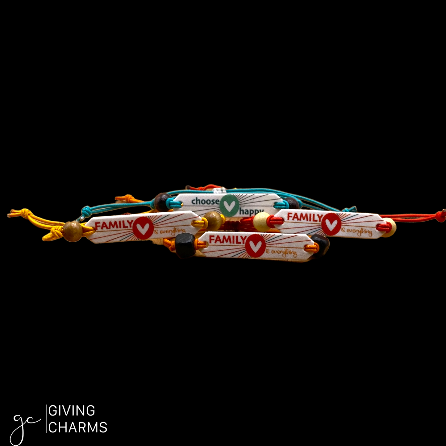 Reversible Family Beaded Charm Bracelet