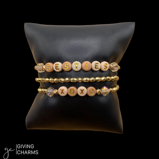 Blush & Gold Letter Bead Bracelet