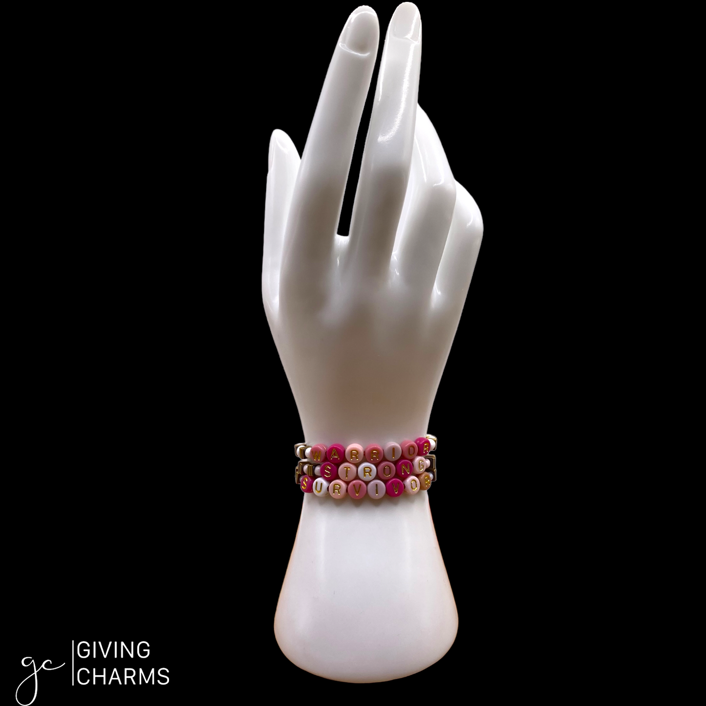 Pinks & Gold Letter Bead Bracelet