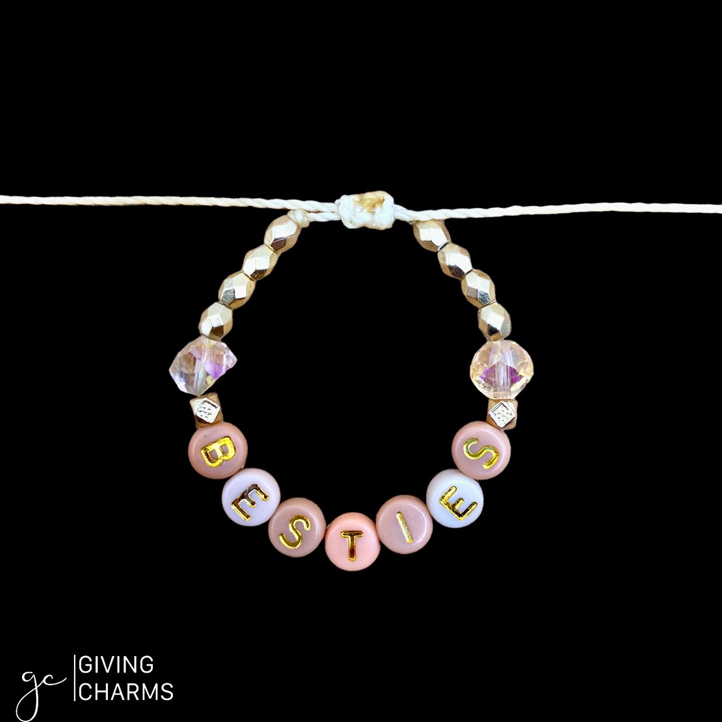 Blush & Gold Letter Bead Bracelet