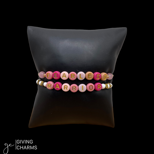 Pinks & Gold Letter Bead Bracelet