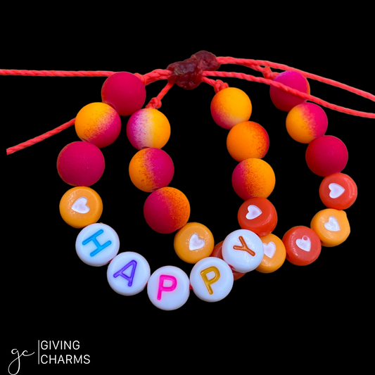 YOUTH Pink/Orange | Letter Bead Bracelet