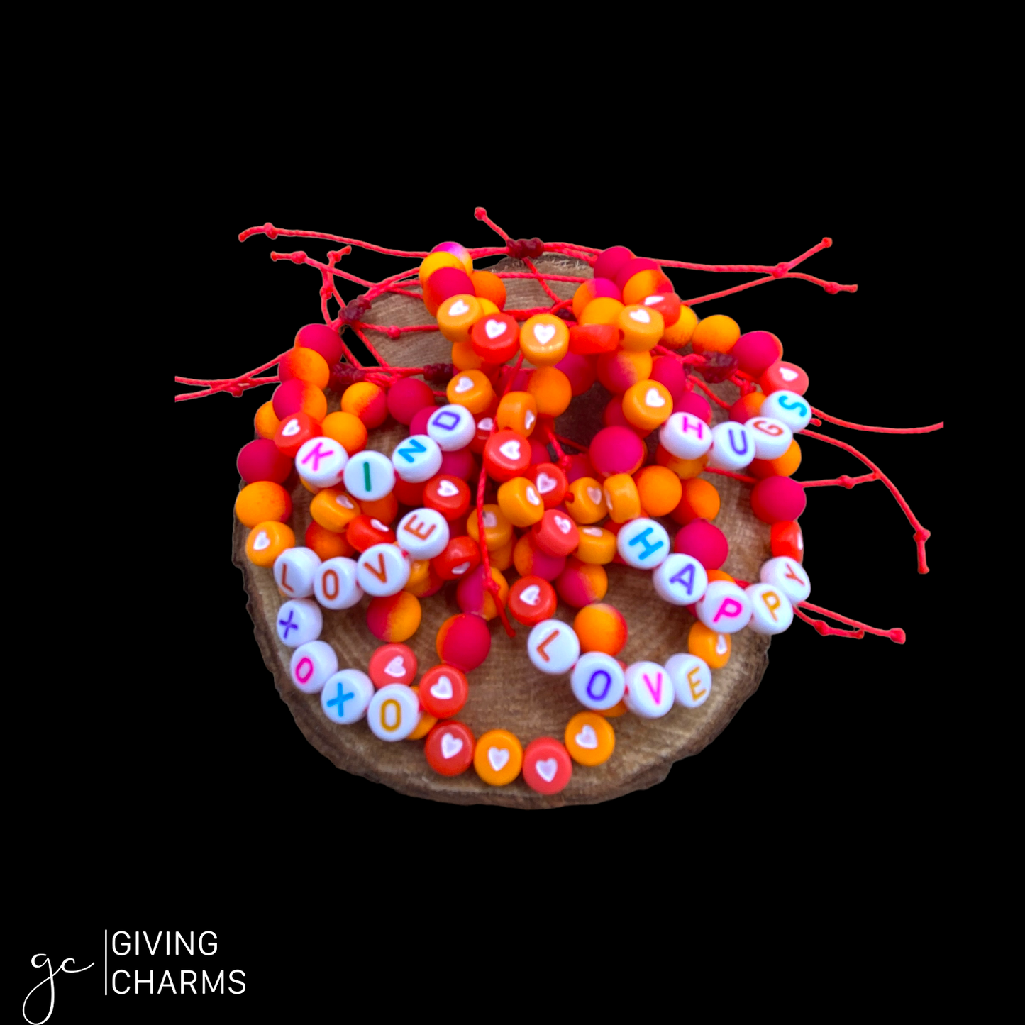 YOUTH Pink/Orange | Letter Bead Bracelet