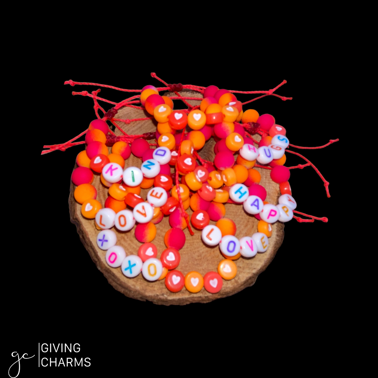 YOUTH Pink/Orange | Letter Bead Bracelet