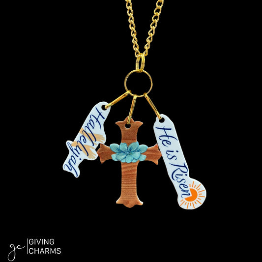 Blue Flower Cross | MultiWear Necklace