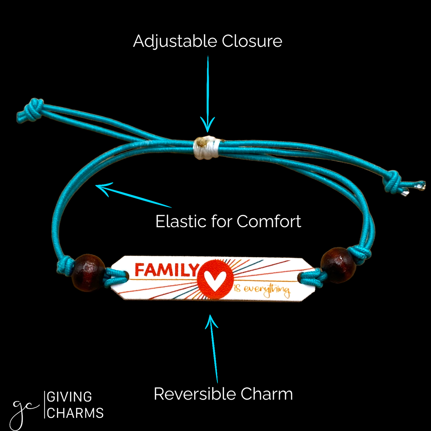 Reversible Family Beaded Charm Bracelet