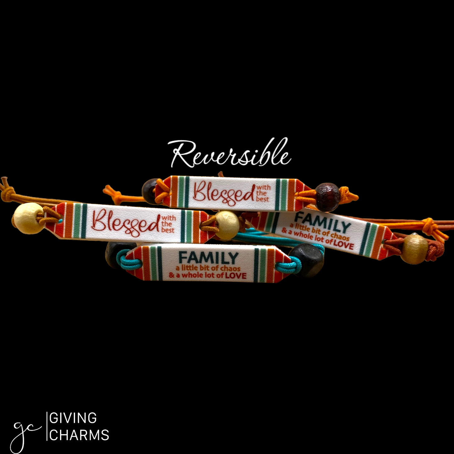 Reversible Family Beaded Charm Bracelet