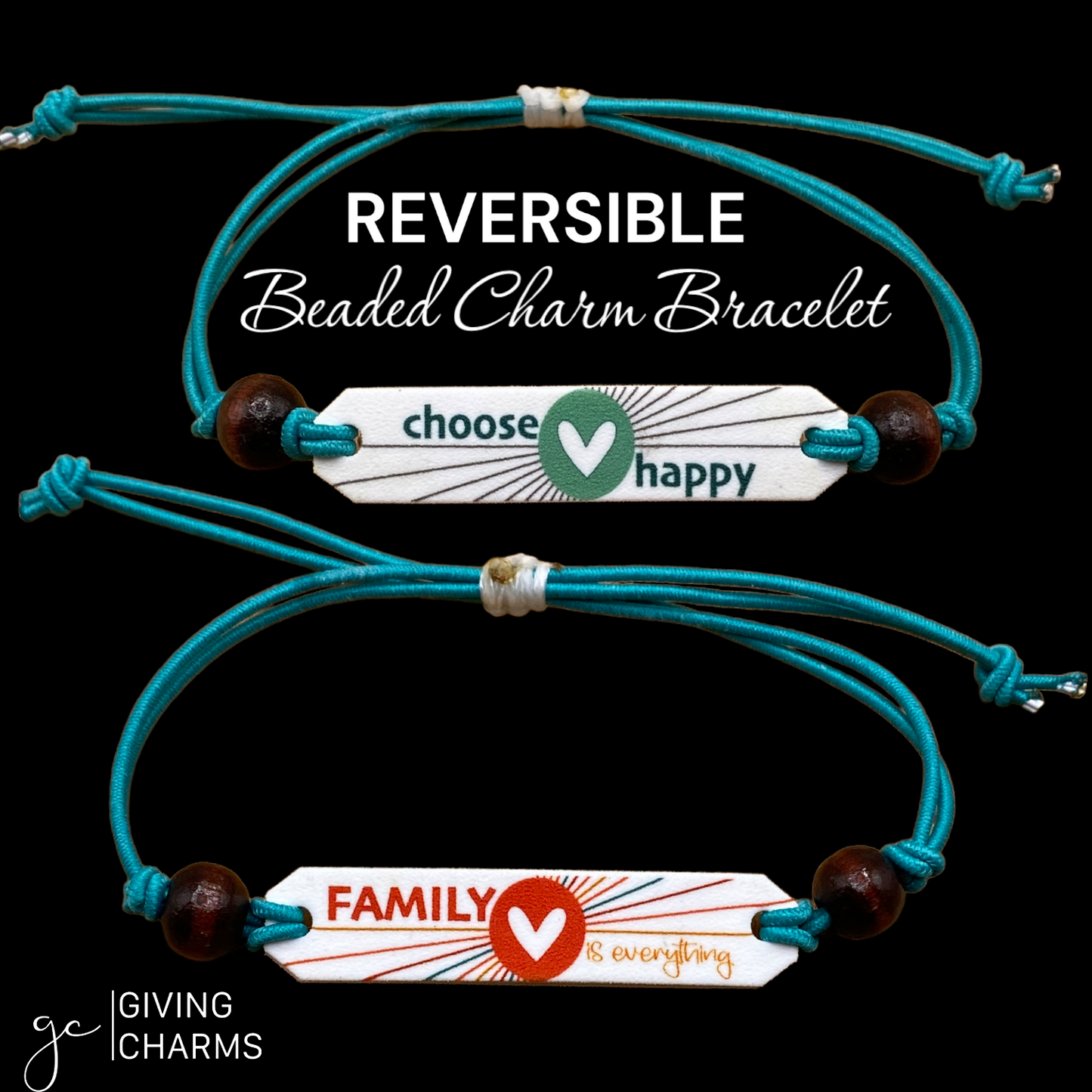 Reversible Family Beaded Charm Bracelet
